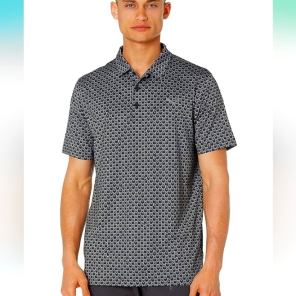 Puma Golf Men's SZ S Mattr Roar Golf Polo Black Gray Arrowood Golf Course Logo
